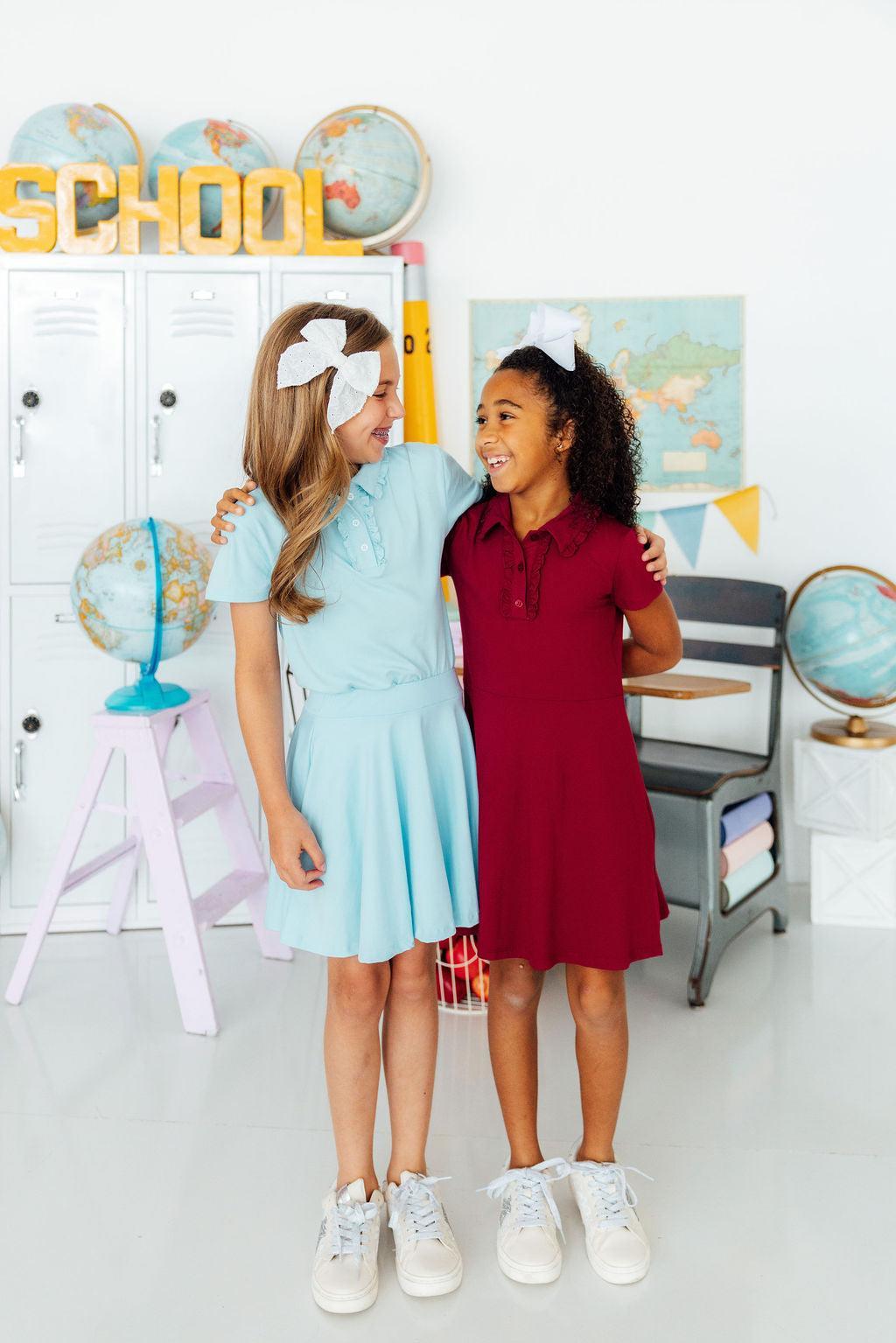 Burgundy S/S Polo Dress - Mila & Rose ® - Flyclothing LLC