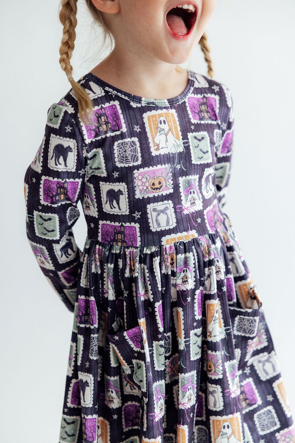 Trick or Treat L/S Pocket Twirl Dress - Mila & Rose ® - Flyclothing LLC