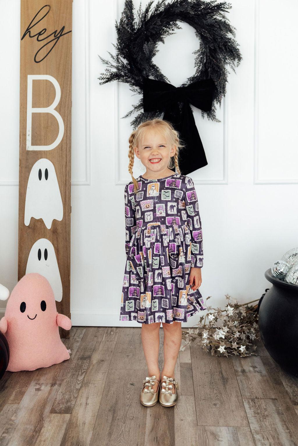 Trick or Treat L/S Pocket Twirl Dress - Mila & Rose ® - Flyclothing LLC
