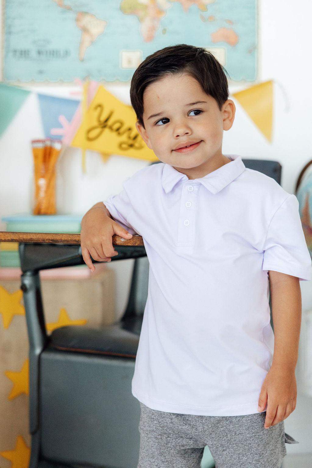Boys White S/S Polo - Mila & Rose ® - Flyclothing LLC