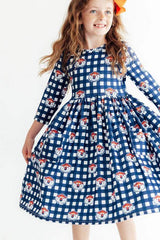 Auburn Plaid Aubie 3/4 Sleeve Pocket Twirl Dress - Mila & Rose ® - Flyclothing LLC