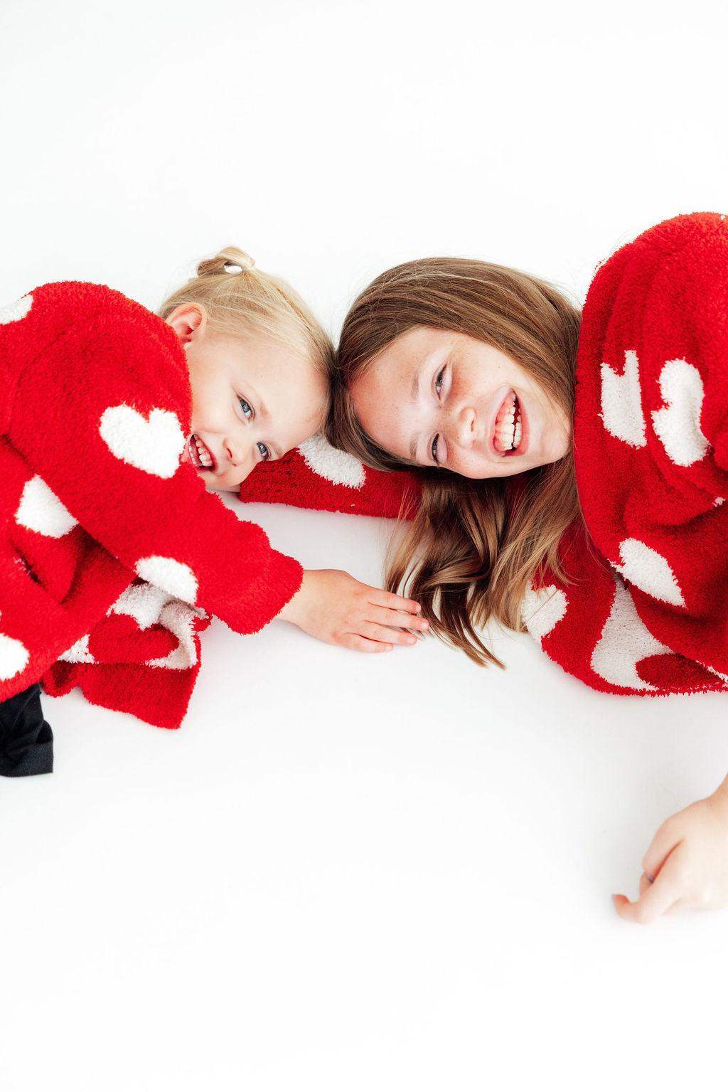 Red/Coconut Heart Cozy Cardigan - Mila & Rose ® - Flyclothing LLC
