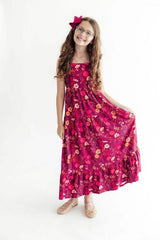 Retro Wildflower Ruffle Maxi Dress