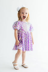 Periwinkle Heart Puff Sleeve Sequin Dress