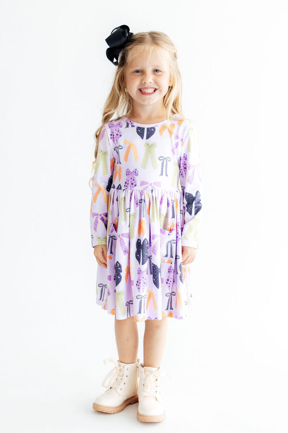 Tied with a Boo Lavender L/S Pocket Twirl Dress - Mila & Rose ® - Flyclothing LLC