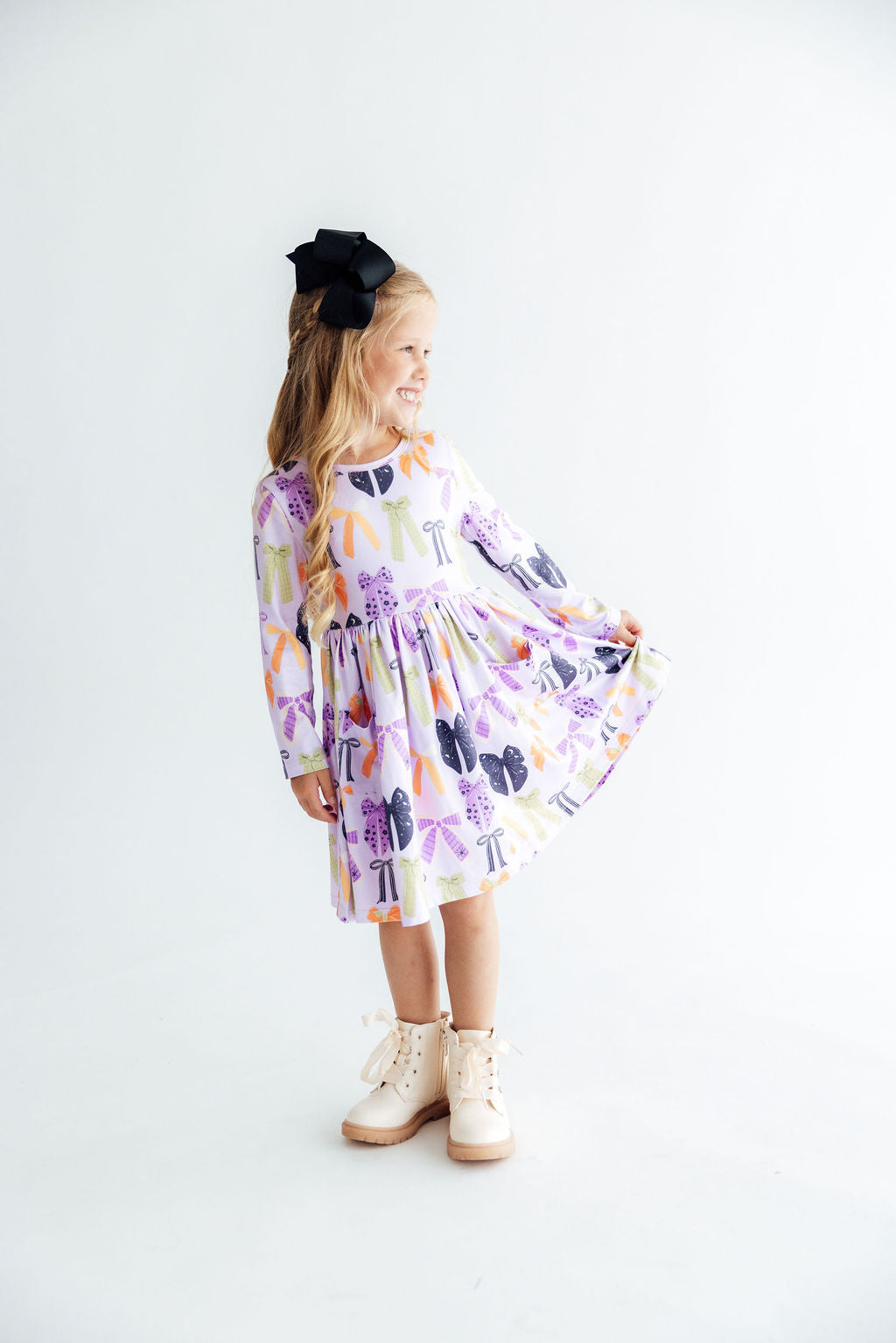 Tied with a Boo Lavender L/S Pocket Twirl Dress - Mila & Rose ® - Flyclothing LLC
