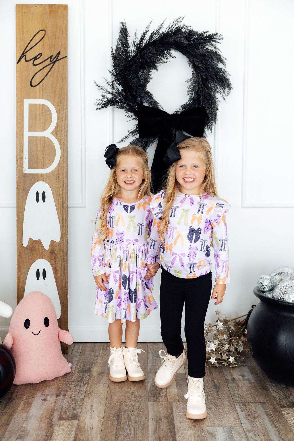 Tied with a Boo Lavender L/S Pocket Twirl Dress - Mila & Rose ® - Flyclothing LLC
