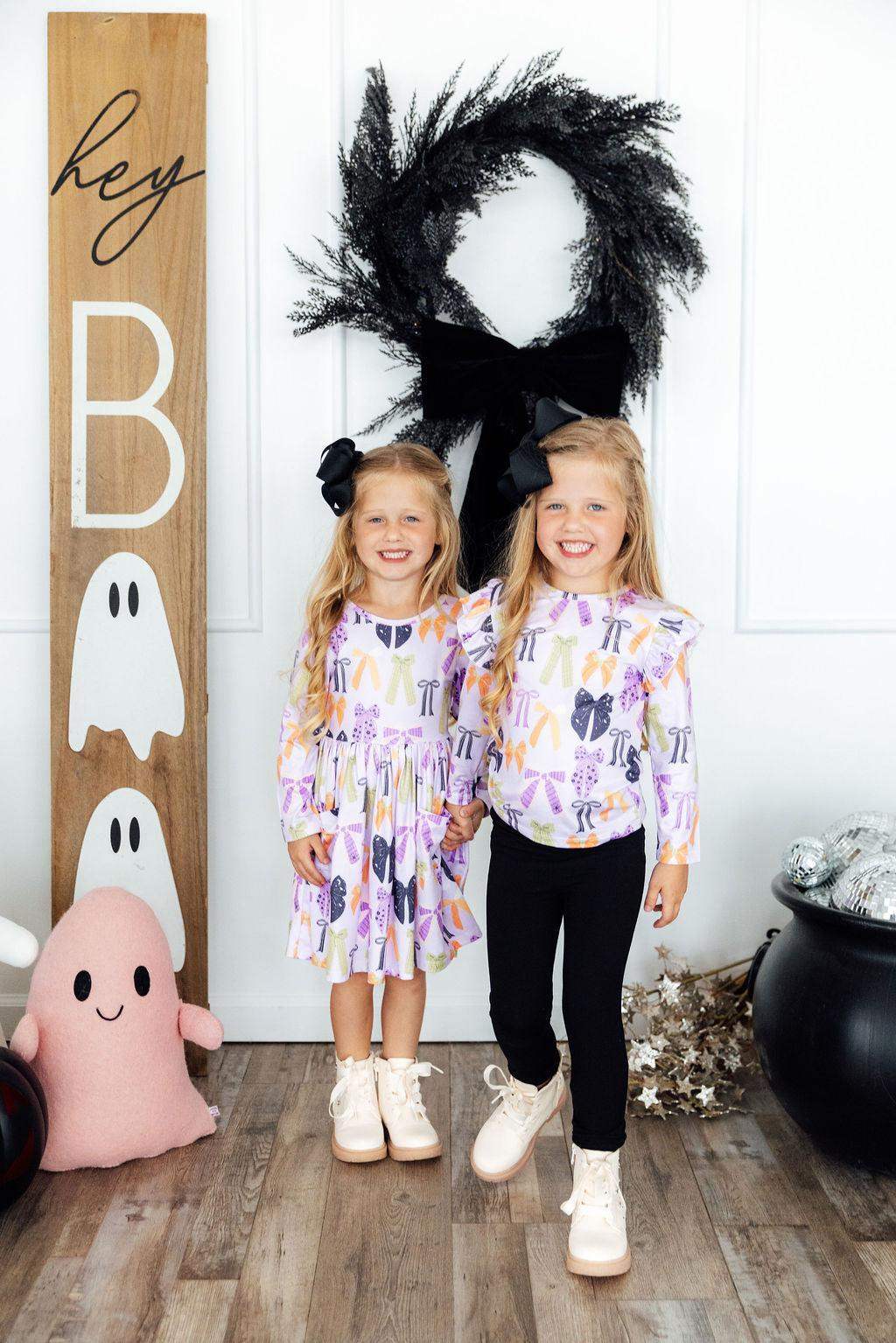 Tied with a Boo Lavender L/S Ruffle Tee - Mila & Rose ® - Flyclothing LLC