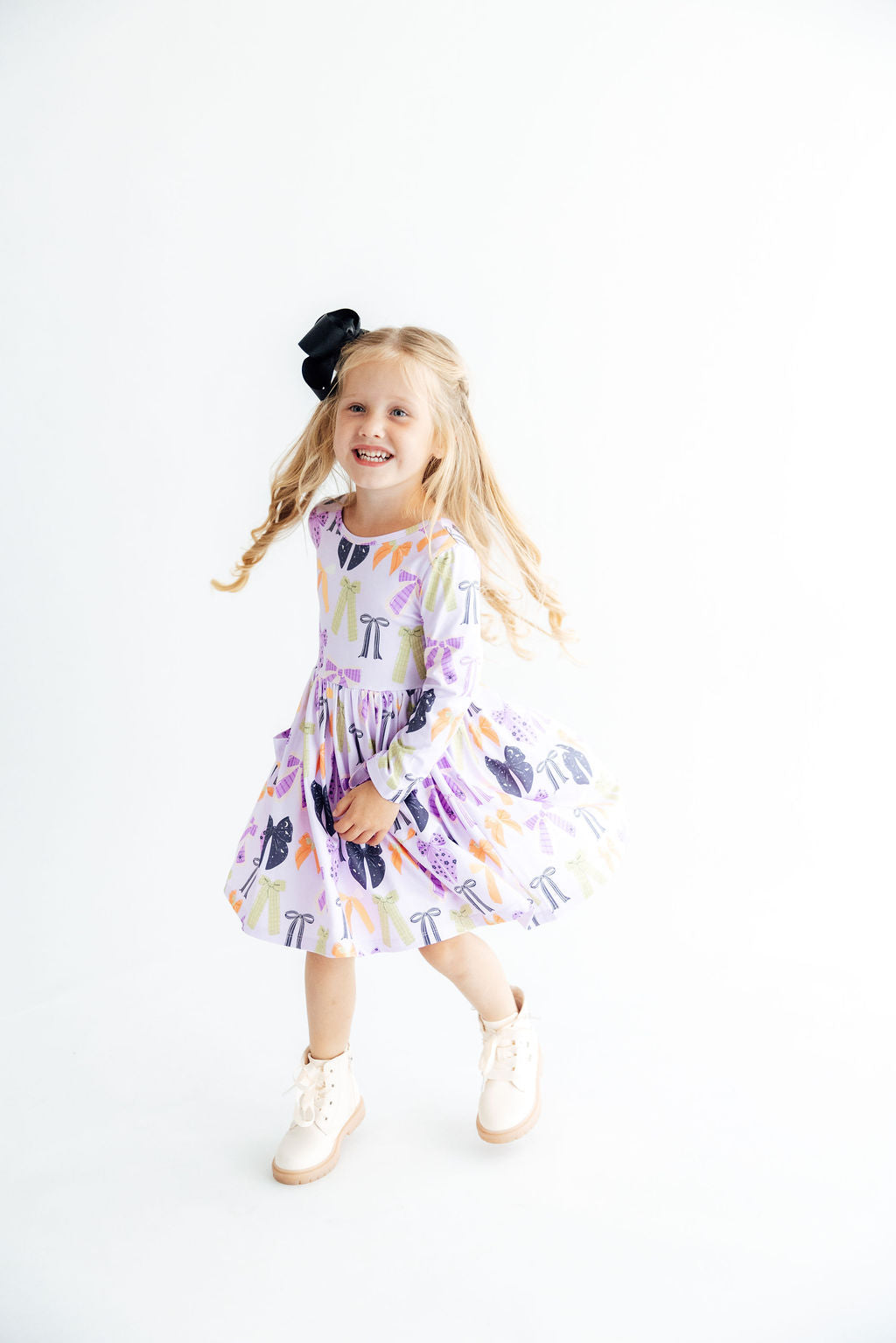 Tied with a Boo Lavender L/S Pocket Twirl Dress - Mila & Rose ® - Flyclothing LLC