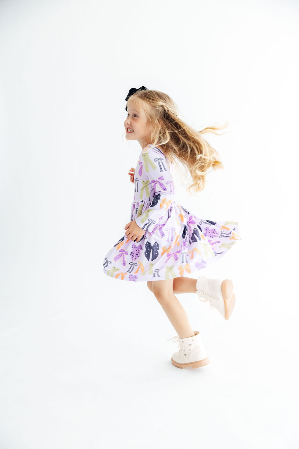 Tied with a Boo Lavender L/S Pocket Twirl Dress - Mila & Rose ® - Flyclothing LLC