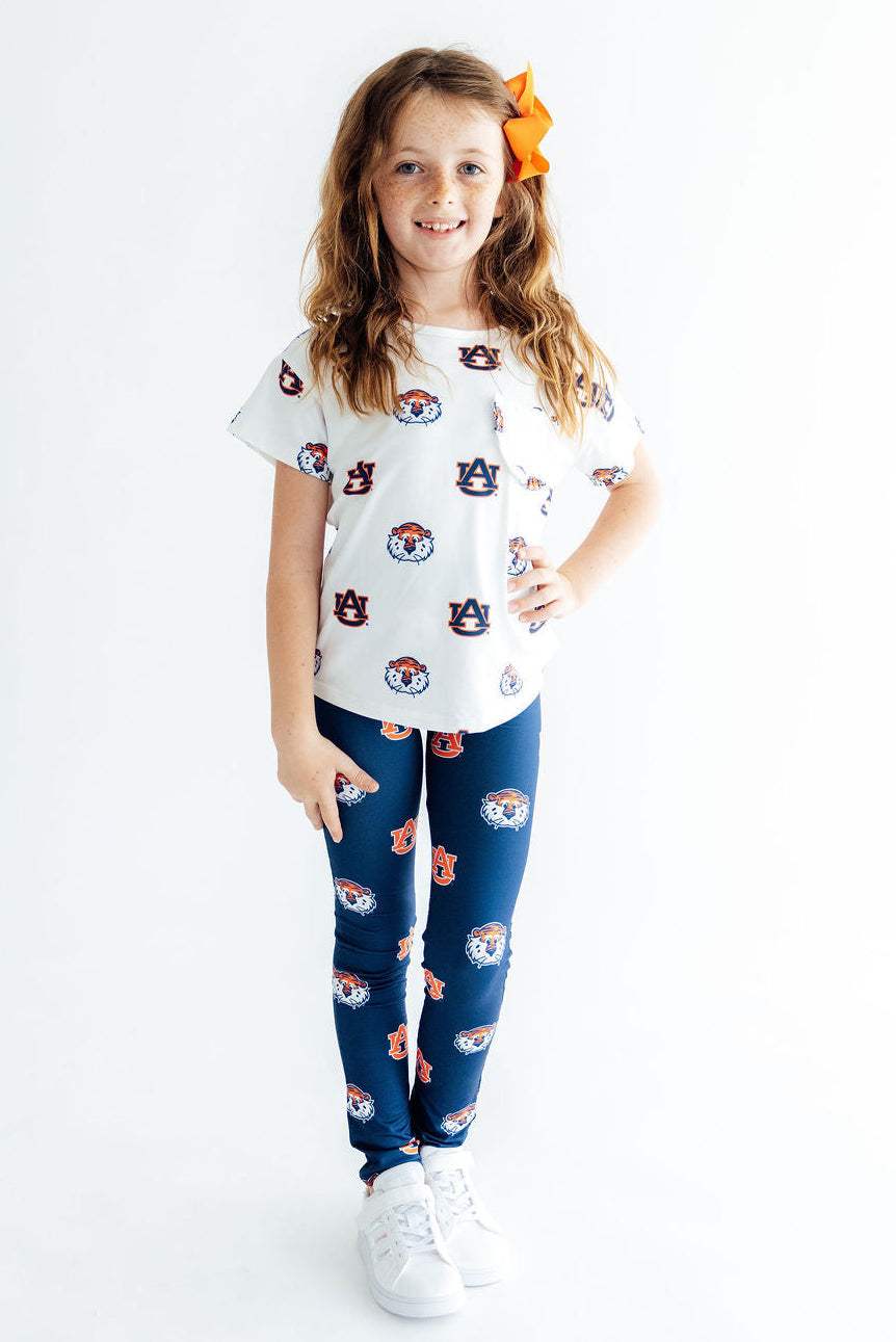 Auburn Blue Aubie Leggings - Mila & Rose ® - Flyclothing LLC