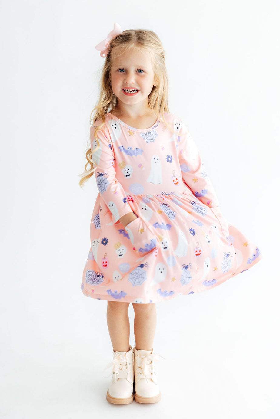 Spooky Sweetheart 3/4 Sleeve Pocket Twirl Dress - Mila & Rose ® - Flyclothing LLC