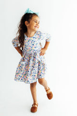 Fall Floral 3/4 Sleeve Pocket Twirl Dress