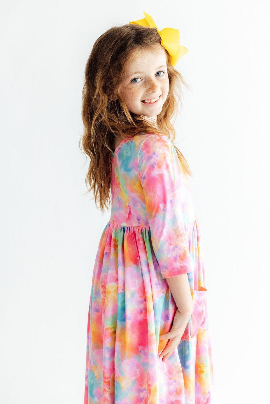 Swirly Whirly 3/4 Sleeve Pocket Twirl Dress - Mila & Rose ® - Flyclothing LLC