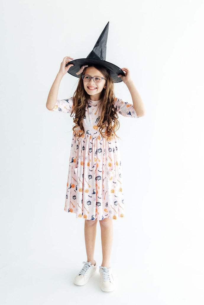 Hey Boo 3/4 Sleeve Pocket Twirl Dress - Mila & Rose ® - Flyclothing LLC