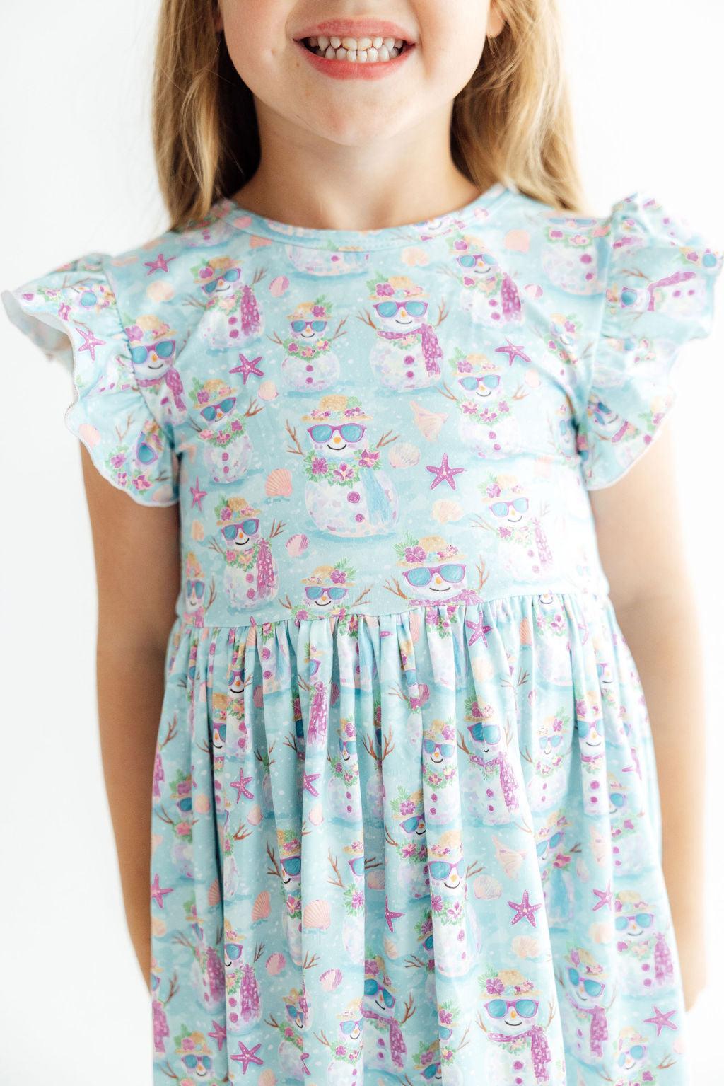 Frosty in Paradise Flutter Sleeve Twirl Dress – Flyclothing LLC