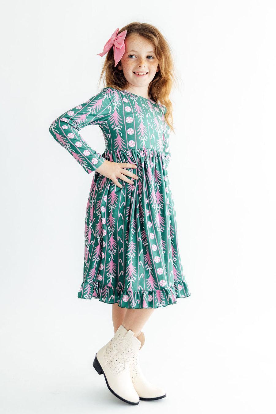 Christmas Treats L/S Ruffle Hem Twirl Dress - Mila & Rose ® - Flyclothing LLC