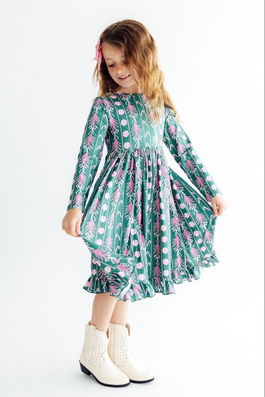 Christmas Treats L/S Ruffle Hem Twirl Dress - Mila & Rose ® - Flyclothing LLC