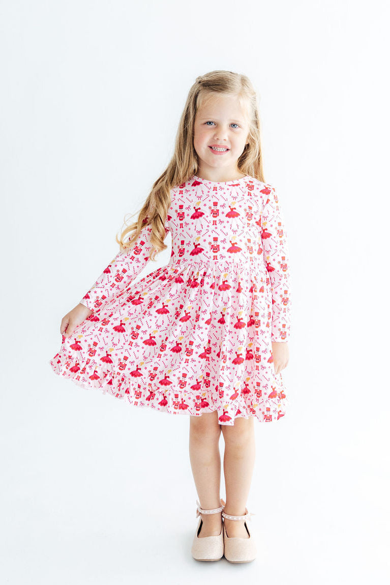 Candy Cane Ballet L/S Ruffle Hem Twirl Dress - Mila & Rose ® - Flyclothing LLC