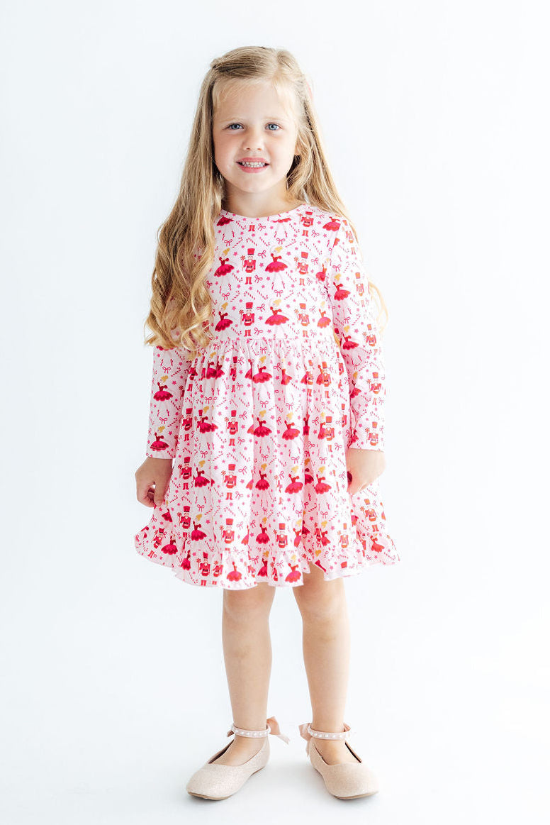 Candy Cane Ballet L/S Ruffle Hem Twirl Dress - Mila & Rose ® - Flyclothing LLC