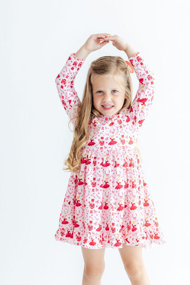 Candy Cane Ballet L/S Ruffle Hem Twirl Dress - Mila & Rose ® - Flyclothing LLC