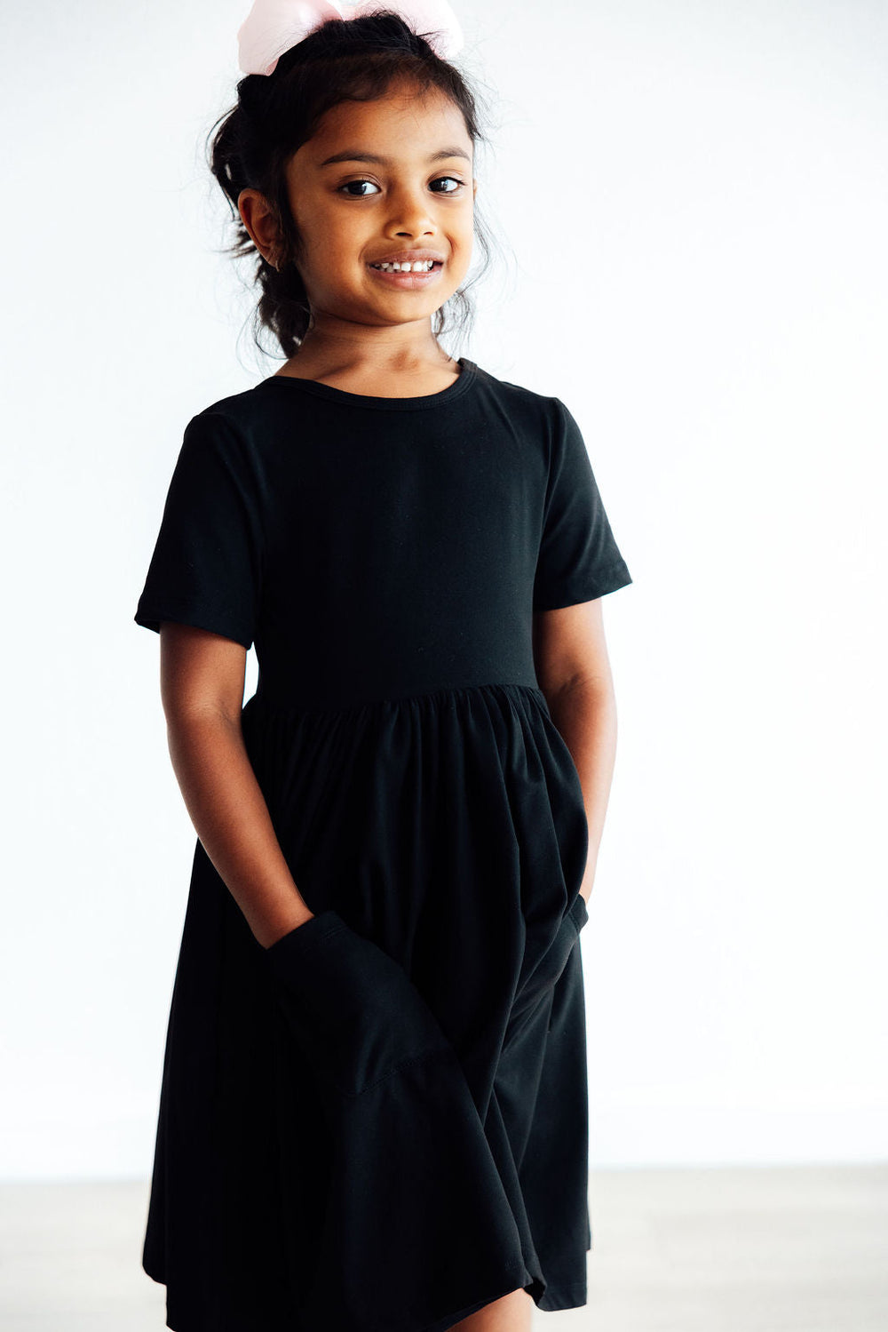 Black S/S Pocket Twirl Dress - Mila & Rose ®
