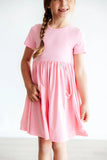 Bubblegum Pink S/S Pocket Twirl Dress - Mila & Rose ®