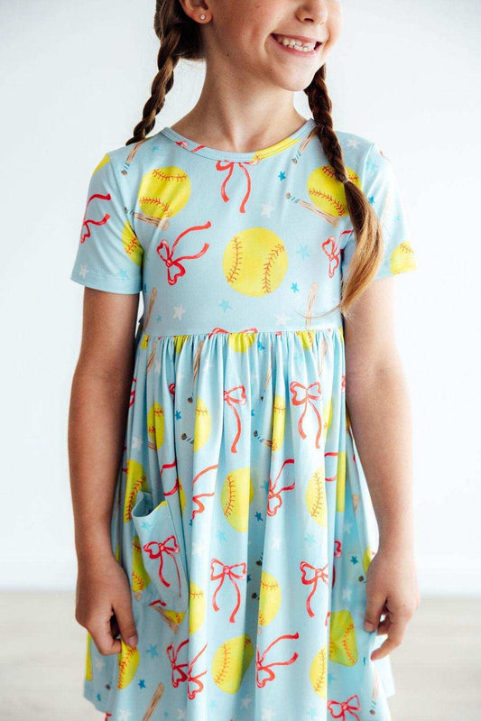 Softball Sweetie S/S Pocket Twirl Dress - Mila & Rose ® - Flyclothing LLC