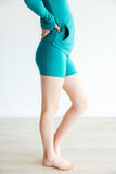 Turbo Teal Active Shorty Shorts - Mila & Rose ®
