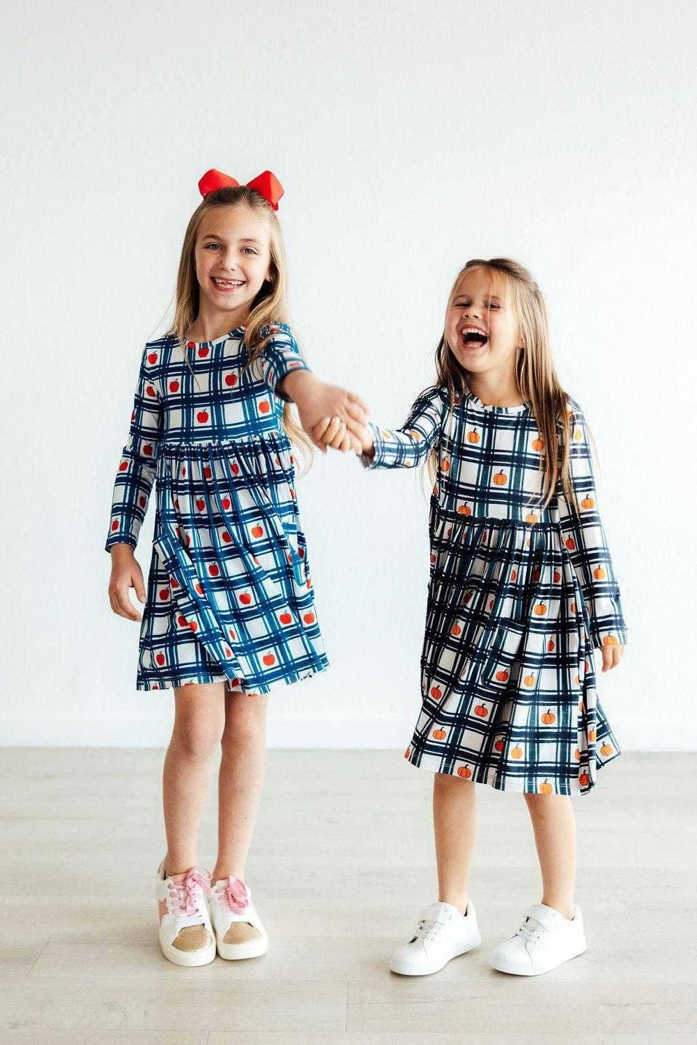 Plaid Pumpkins L/S Pocket Twirl Dress - Mila & Rose ® - Flyclothing LLC