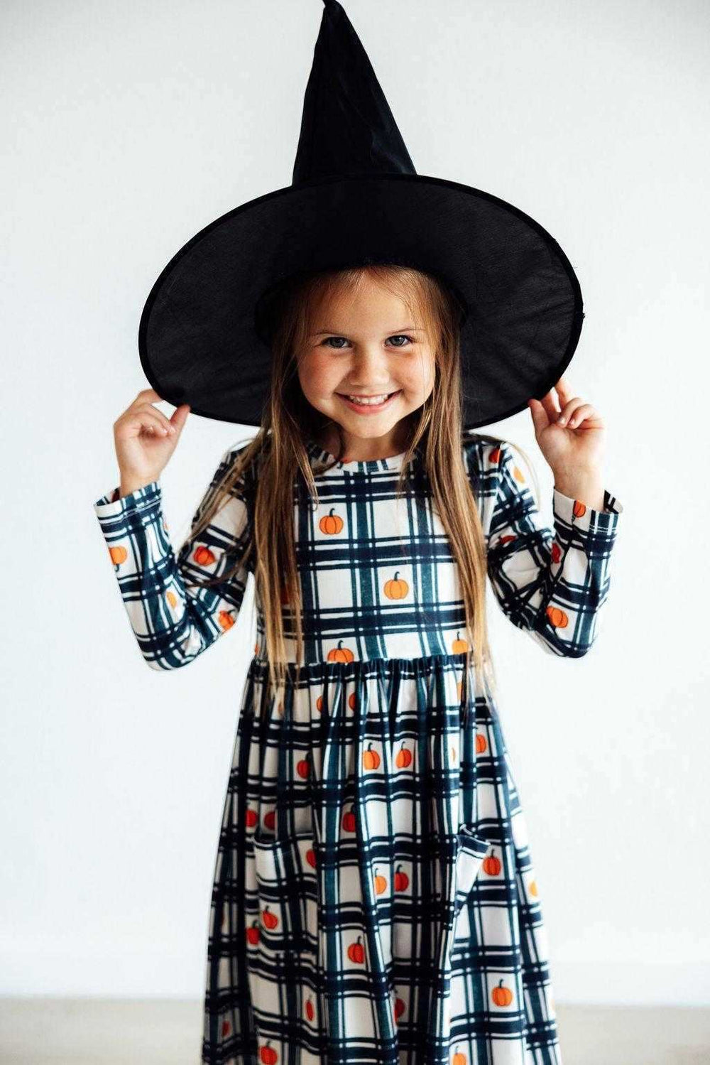 Plaid Pumpkins L/S Pocket Twirl Dress - Mila & Rose ® - Flyclothing LLC