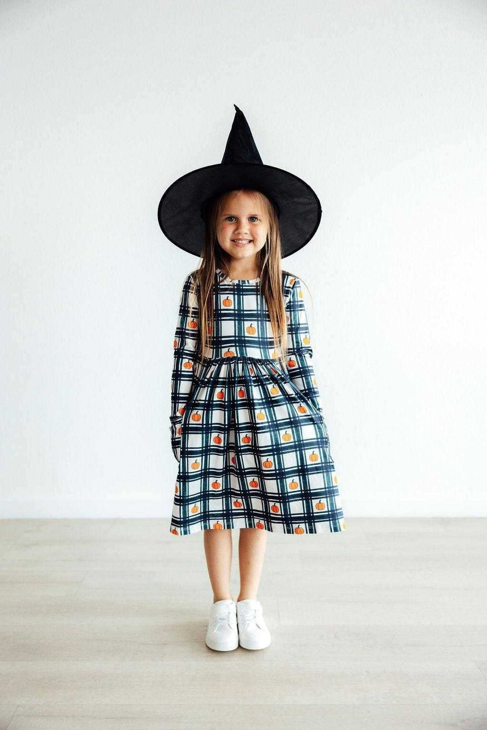 Plaid Pumpkins L/S Pocket Twirl Dress - Mila & Rose ® - Flyclothing LLC