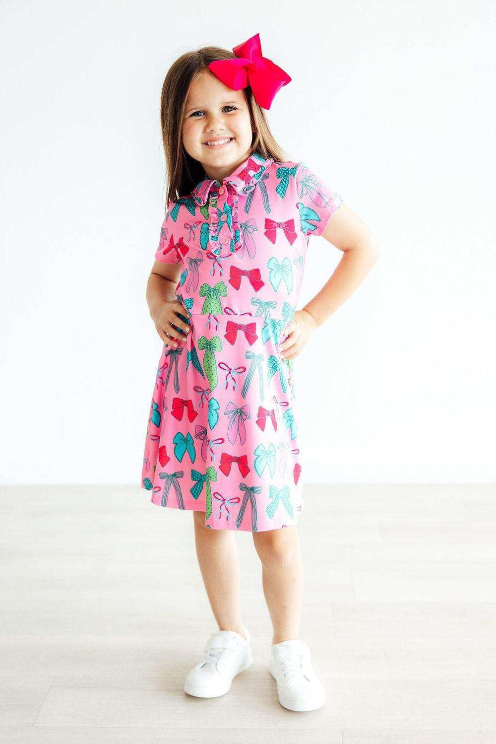 Pink Twirls & Ties S/S Polo Dress - Mila & Rose ® - Flyclothing LLC