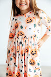 Pumpkin Peekaboo 3/4 Sleeve Pocket Twirl Dress - Mila & Rose ®