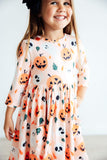 Pumpkin Peekaboo 3/4 Sleeve Pocket Twirl Dress - Mila & Rose ®