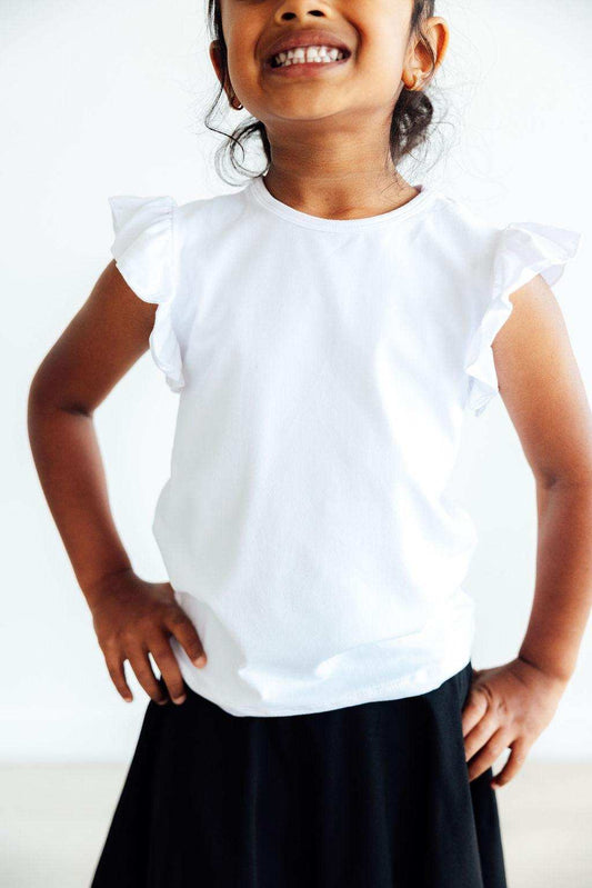 White S/S Ruffle Tee - Mila & Rose ® - Flyclothing LLC