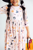 Hey Boo 3/4 Sleeve Pocket Twirl Dress