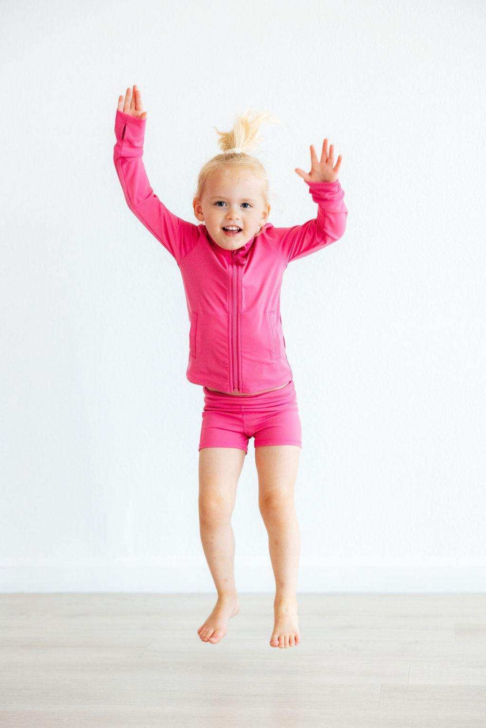 Fuchsia Flash Full-Zip Ruffle Active Jacket - Mila & Rose ® - Flyclothing LLC