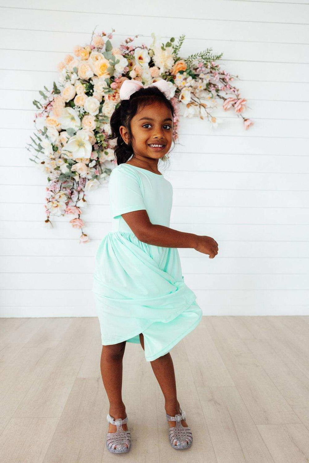 Pastel Green S/S Pocket Twirl Dress - Mila & Rose ® - Flyclothing LLC