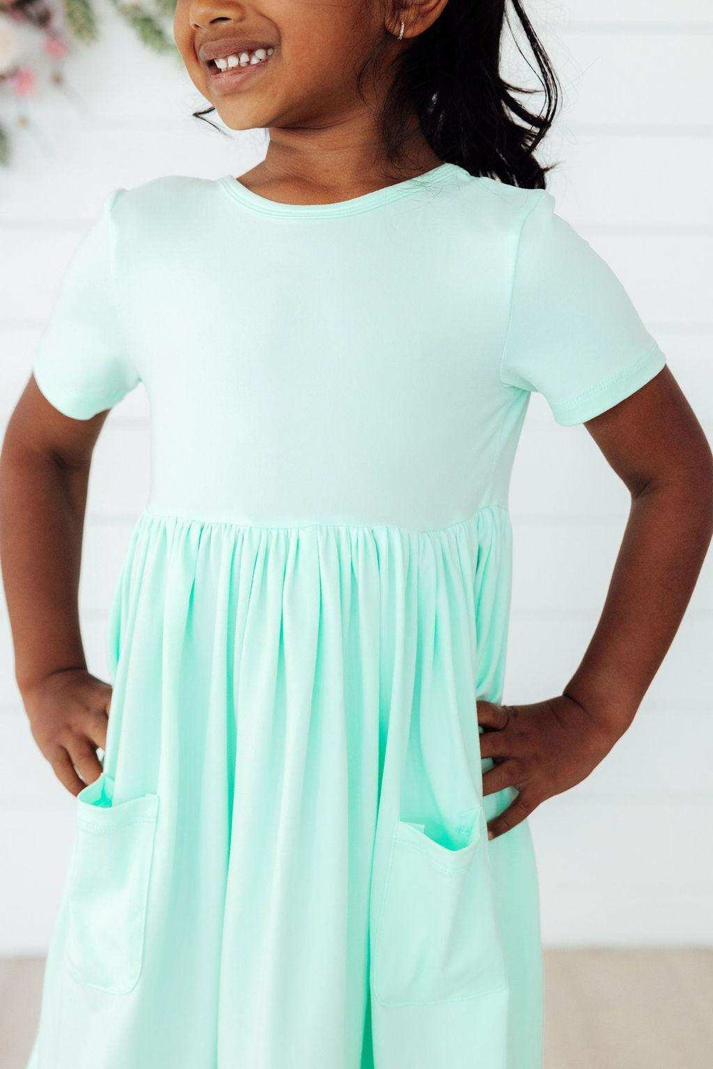 Pastel Green S/S Pocket Twirl Dress - Mila & Rose ® - Flyclothing LLC