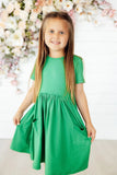 Kelly Green S/S Pocket Twirl Dress - Mila & Rose ®