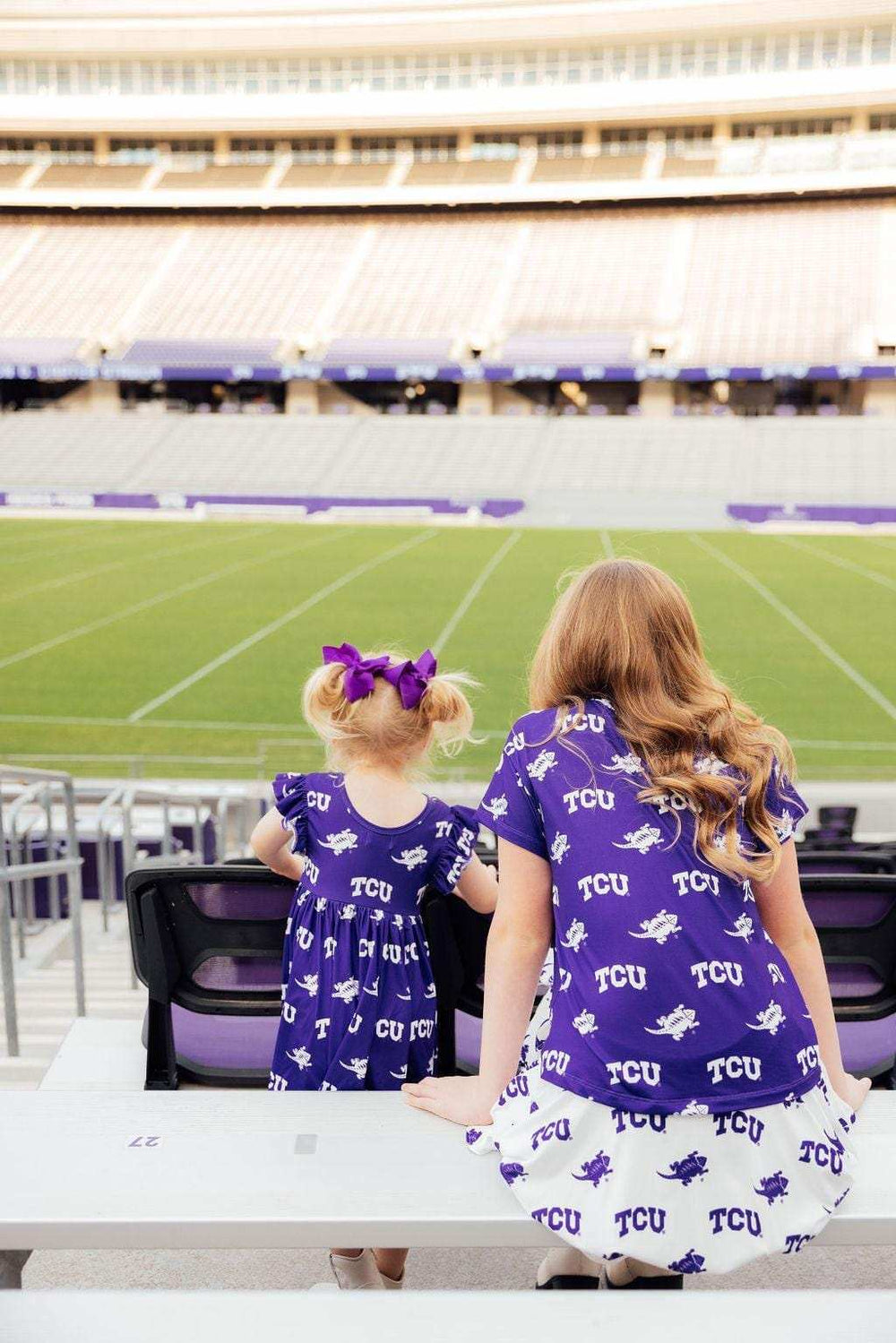TCU Purple Frog Ruffle Pocket Tee - Mila & Rose ® - Flyclothing LLC