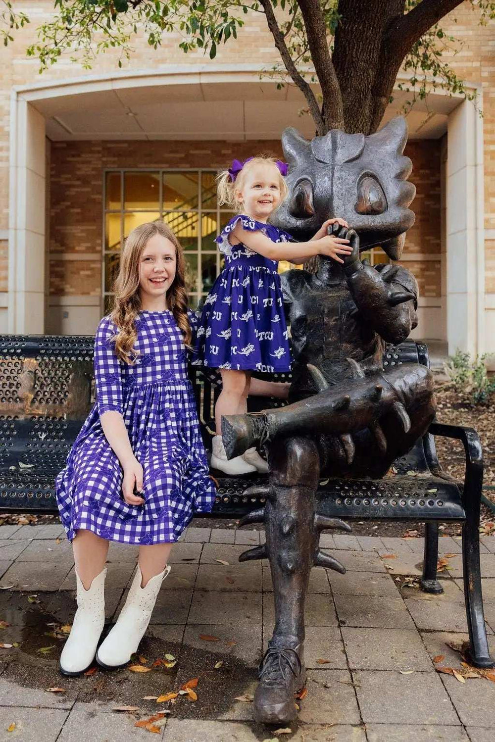 TCU Plaid Frog 3/4 Sleeve Pocket Twirl Dress - Mila & Rose ® - Flyclothing LLC