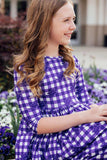 TCU Plaid Frog 3/4 Sleeve Pocket Twirl Dress - Mila & Rose ® - Flyclothing LLC