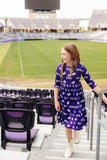 TCU Purple Frog 3/4 Sleeve Pocket Twirl Dress - Mila & Rose ® - Flyclothing LLC