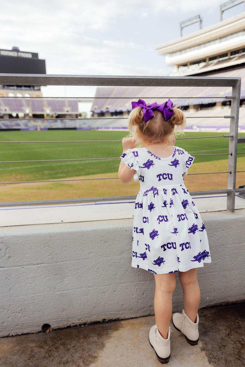 TCU White Frog Flutter Twirl Dress - Mila & Rose ® - Flyclothing LLC
