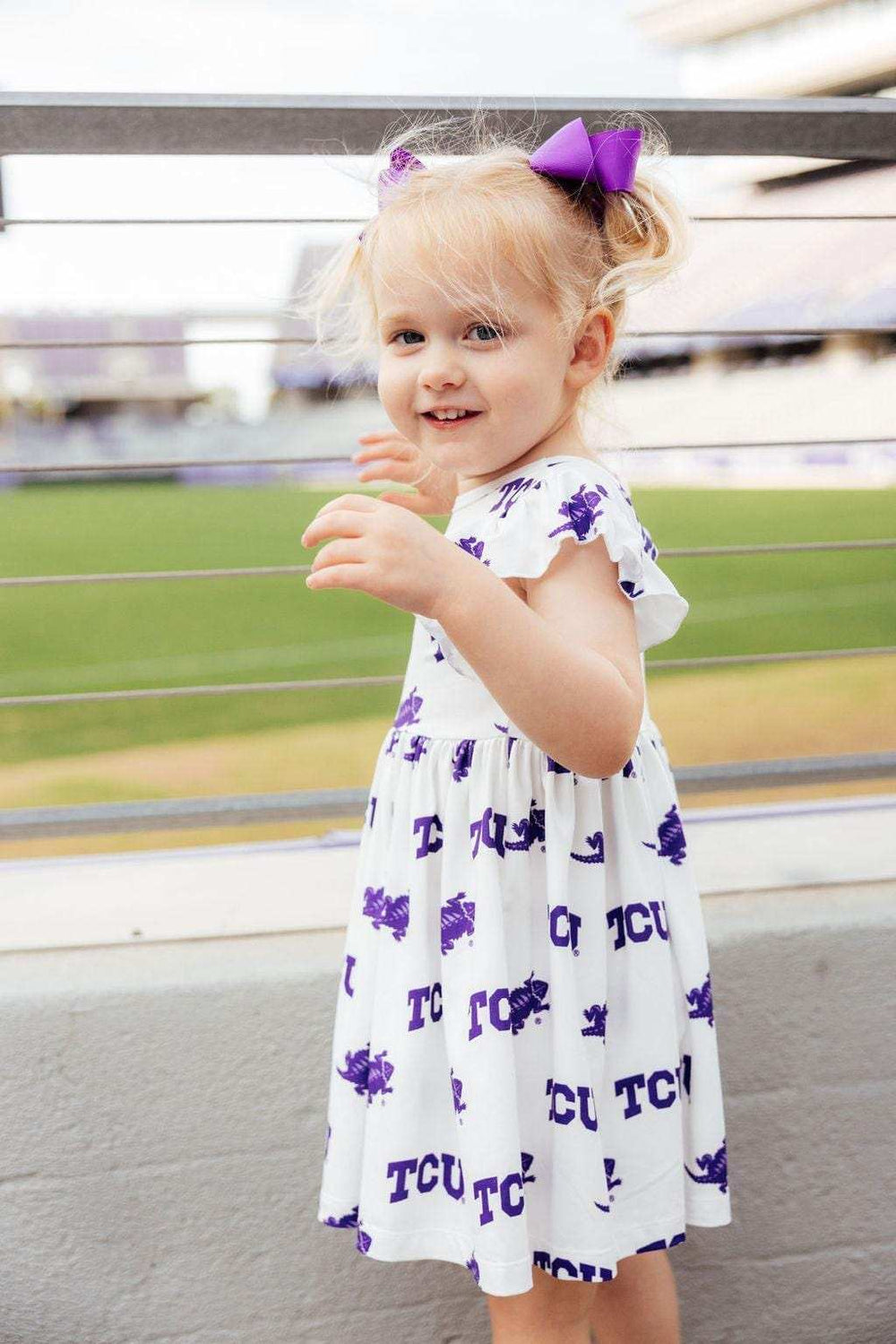 TCU White Frog Flutter Twirl Dress - Mila & Rose ® - Flyclothing LLC