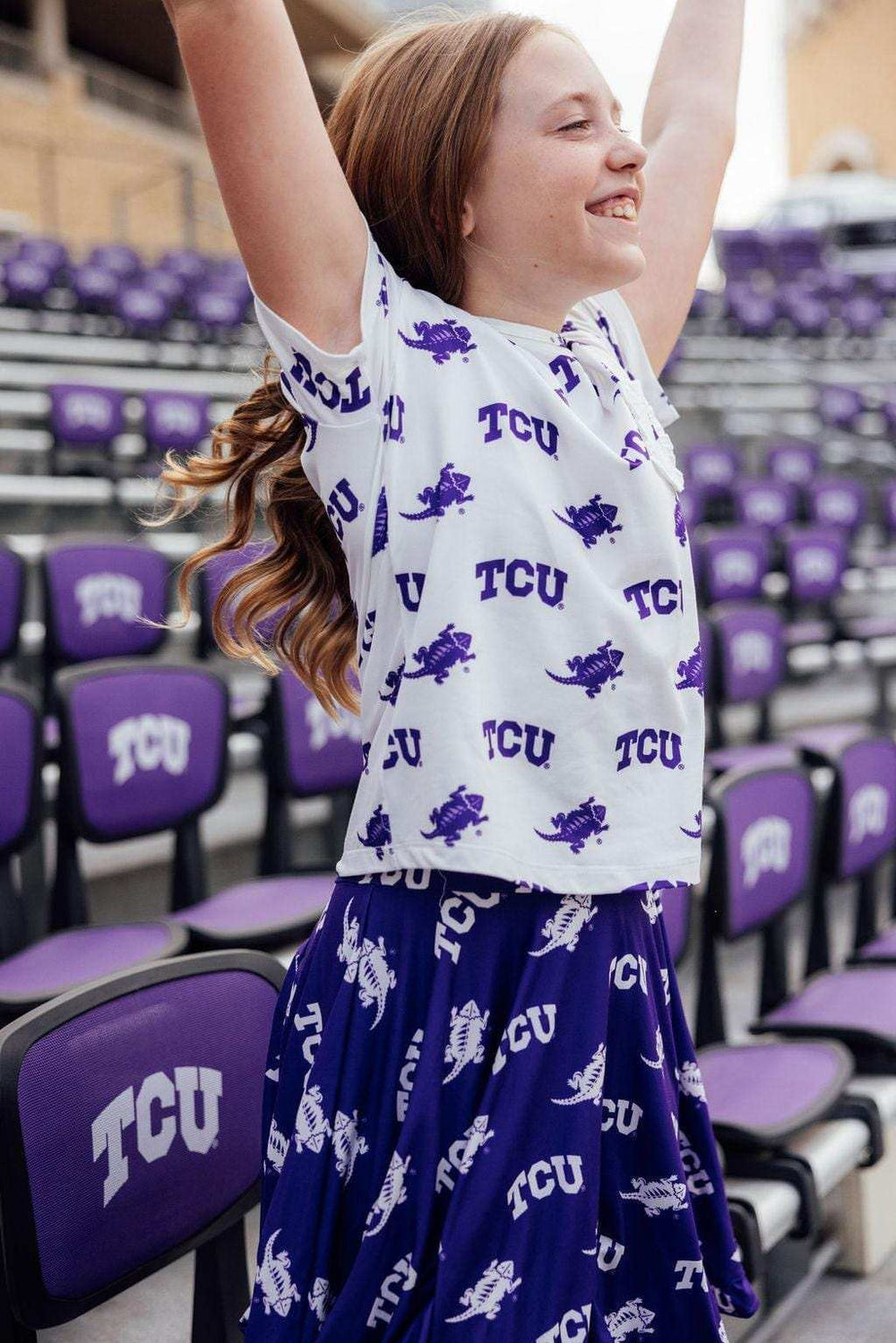 TCU Purple Frog Ruffle Twirl Skort - Mila & Rose ® - Flyclothing LLC