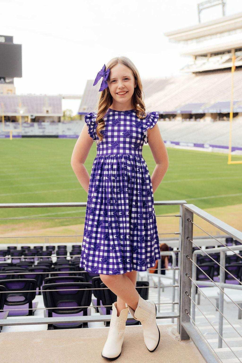 TCU Plaid Frog Flutter Twirl Dress - Mila & Rose ® - Flyclothing LLC