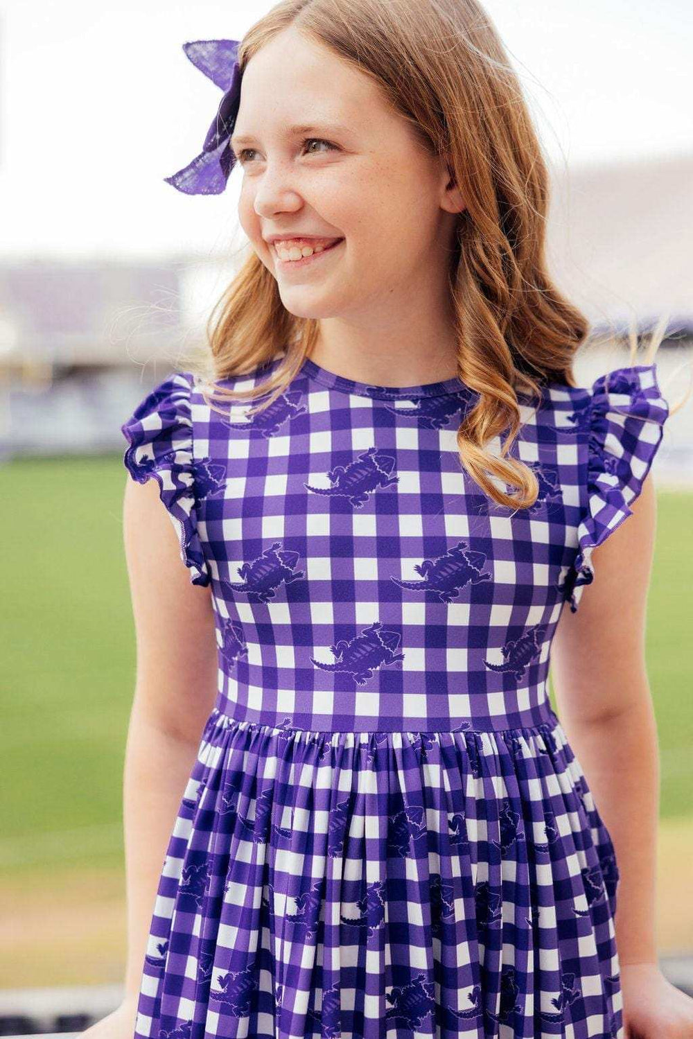 TCU Plaid Frog Flutter Twirl Dress - Mila & Rose ® - Flyclothing LLC
